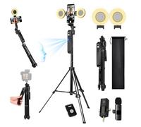 Litchitech Vlogging Kit for iPhone Andriod Phone Gopro Camera,70.9″ Auto Face Tracking Tipod,360 Rotatable Selfie Stick Tripod Gesture Control Content Creator Yutube Starter w/Remote/Mic/Light