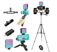 Litchitech Vlogging Kit for iPhone,Vlogging Kit for Andriod Phone,Vlogging Camera Kit,with Multiple Holders Brackets RGB Light Lavalier Microphone Tripod 60" Remote