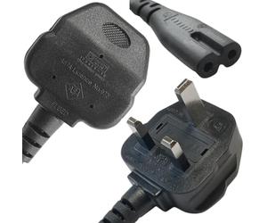 Lite-an 1 Meter Figure 8 Power Lead - 2 Pin Power cable for TVs, Printer, Digital Cameras, PS5, PS4, Xbox, IEC C7 Power Cord, Straight Pin Black