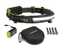 Liteband PRO Bundle 1500 Lumens LED Headlamp Rechargeable Battery Powered, Bright Tactical Head Lamp Flashlight Hard Hat Light, Mechanic Lamps, Camping, Running, Best Rated For Forehead, Carbon