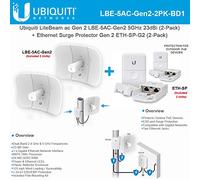 LiteBeam ac Gen 2 LBE-5AC-Gen2 5GHz Airmax 2X2 MIMO 23dBi 450+ Mbps CPE (2-Pack) with Ethernet Surge Protector ETH-SP for Outdoor High-Speed (2-Pack)