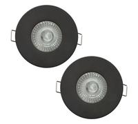 Litecraft 2 Pack Black Modern Ip65 Fire Rated Bathroom Downlights