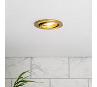 Litecraft 2 Pack Satin Brass Modern Ip20 Fire Rated Adjustable Downlights