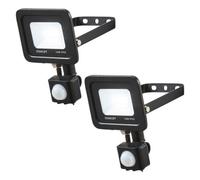 Litecraft 2 Pack Stanley Slimline Black 10 Watt Led Ip65 Outdoor Wall Flood Light With Pir Sensor