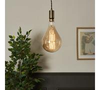 Litecraft Anton Antique Brass Ceiling Pendant Light With Oversized Bulb