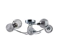 LITECRAFT Ashlin Semi Flush Ceiling Light 5 Arm with Smoke Tinted Glass Shades - Polished Chrome