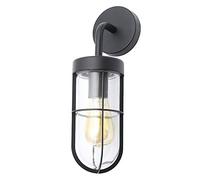 LITECRAFT Astley Wall Light Outdoor Industrial Cage Styled IP44 Fitting - Black