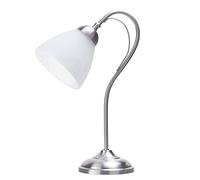 LITECRAFT Barcelona Table Lamp Curved Arm with Alabaster Glass Shade - (Satin Nickel)