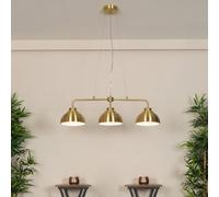 Litecraft Brooklyn Satin Brass 3 Light Industrial Ceiling Pendant Bar