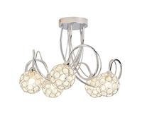 LITECRAFT Ceiling Light Flush Mount 5 Arm with Gem Ball Shade - Polished Chrome