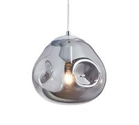 Litecraft Ceiling Pendant Smoked Dimpled Glass 1 Light - Chrome