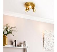 LITECRAFT Chobham Spotlight Plate Adjustable GU10 Ceiling 3 Light - Satin Brass