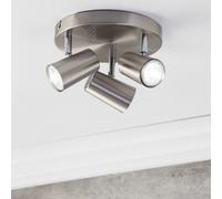 LITECRAFT Chobham Spotlight Plate Adjustable GU10 Ceiling Light - (3 Light, Satin Nickel)