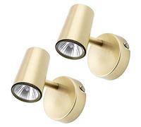 LITECRAFT Chobham Spotlight Adjustable Wall Ceiling Fitting in Brass - 2 Pack