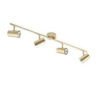 LITECRAFT Chobham Spotlight Bar Adjustable GU10 Ceiling 4 Light - Satin Brass