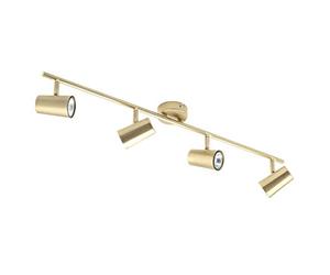 LITECRAFT Chobham Spotlight Bar Adjustable GU10 Ceiling 4 Light - Satin Brass