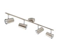 LITECRAFT Chobham Spotlight Bar Adjustable GU10 Ceiling 4 Light - Satin Nickel