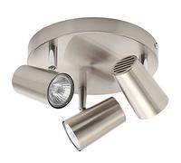 LITECRAFT Chobham Spotlight Plate Adjustable GU10 Ceiling Light - (3 Light, Satin Nickel)