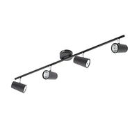 LITECRAFT Chobham Spotlight Straight Bar Adjustable GU10 Ceiling 4 Light - Black