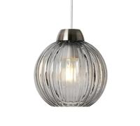Litecraft Clara Light Shade Glass Ribbed Easy Fit Lampshade (Smoke Tint)