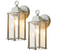LITECRAFT Colone Wall Light Bevelled Glass Outdoor IP23 Lantern in Dove Grey - 2 Pack
