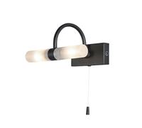 LITECRAFT Crista Wall Light Bathroom 2 Arm with Pull Switch - Satin Black