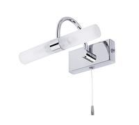 LITECRAFT Crista Wall Light Bathroom 2 Arm with Pull Switch - Polished Chrome