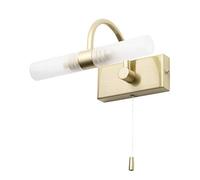 LITECRAFT Crista Wall Light Bathroom 2 Arm with Pull Switch - Satin Brass