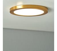 Litecraft Darly Satin Brass 1 Lamp Modern Bathroom 18W Led Flush Ceiling Light