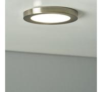 Litecraft Darly Satin Nickel 1 Lamp Modern Bathroom 12W Led Flush Ceiling Light