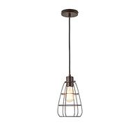 LITECRAFT Drax Ceiling Pendant E27 1 Light with Industrial Cage Shade - Bronze