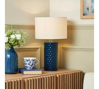 Litecraft Erin Blue Embossed Ceramic Table Lamp