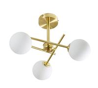LITECRAFT Estelle Ceiling Light Bathroom Semi Flush IP44 3 Arm - Satin Brass