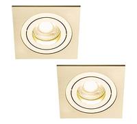 LITECRAFT Evra Recessed Downlights Square Tiltable Spotlights - (Satin Brass, Pack of 2)
