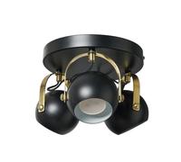 LITECRAFT Eyeball Spotlight Plate Adjustable GU10 3 Arm - Black, Satin Brass