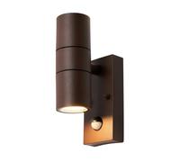 LITECRAFT Fibo Up & Down Wall Light IP44 Rated with PIR Motion Sensor - Rust