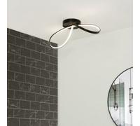 Litecraft Finn Matte Black Led Swirl Flush Bathroom Ceiling Light