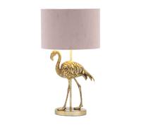 Litecraft Fliss Flamingo Table Lamp With Pink Velvet Shade - Brass
