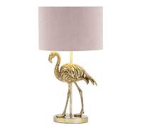 LITECRAFT Fliss Table Lamp Flamingo Style Base with Pink Velvet Shade - Brass
