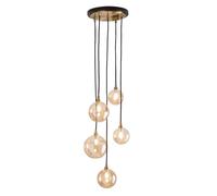 LITECRAFT Gaio Ceiling Pendant Champagne Tinted Glass Shaded 5 Light - Brass