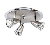 LITECRAFT Gemini Satin Nickel Spotlight Plate 3 Light | Adjustable, GU10, Ceiling