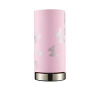 LITECRAFT Glow Butterfly Table Lamp Child's LED with Pink Shade - Satin Chrome