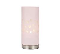 LITECRAFT Glow Hearts Table Lamp Children's LED with Pink Cylinder Shade - Satin Chrome