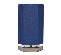 LITECRAFT Glow Hexagon Table Lamp Bedside LED With Blue Shade - Satin Chrome
