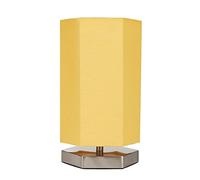 LITECRAFT Glow Hexagon Table Lamp Bedside LED With Ochre Shade - Satin Chrome