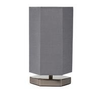 Litecraft Glow Hexagon Table Lamp With Grey Shade - Satin Chrome