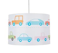 Litecraft Glow Light Shade 30 cm Easy Fit Children's Lampshade - (Multi Coloured, Cars)