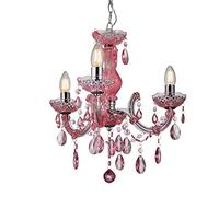 LITECRAFT Glow Marie Chandelier Crystal Effect Children's Ceiling 3 Light - Pink