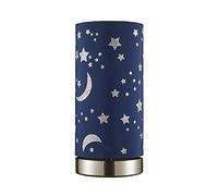 LITECRAFT Glow Moon & Stars Table Lamp Children's LED with Blue Shade - Satin Chrome
