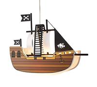 LITECRAFT Glow Pirate Ship Ceiling Pendant Childrens Bedroom Light - Brown, Black